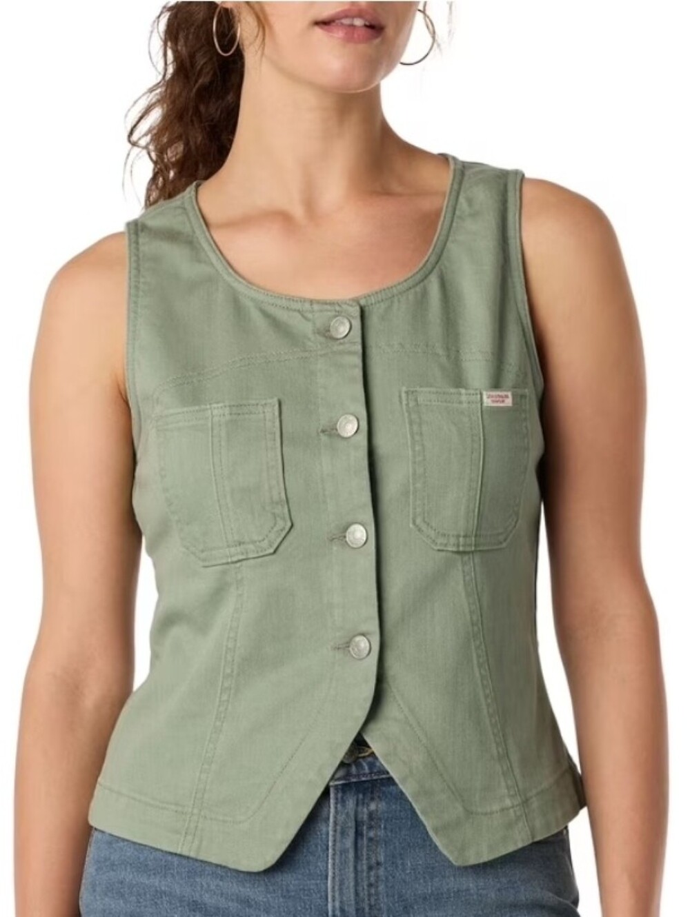 Levi's Olive Green Button-Front Crop Vest